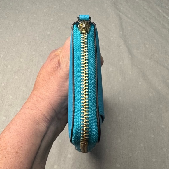 Kate Spade Newbury Lane turquoise Zip Around leather long wallet in EUC - Picture 10 of 14